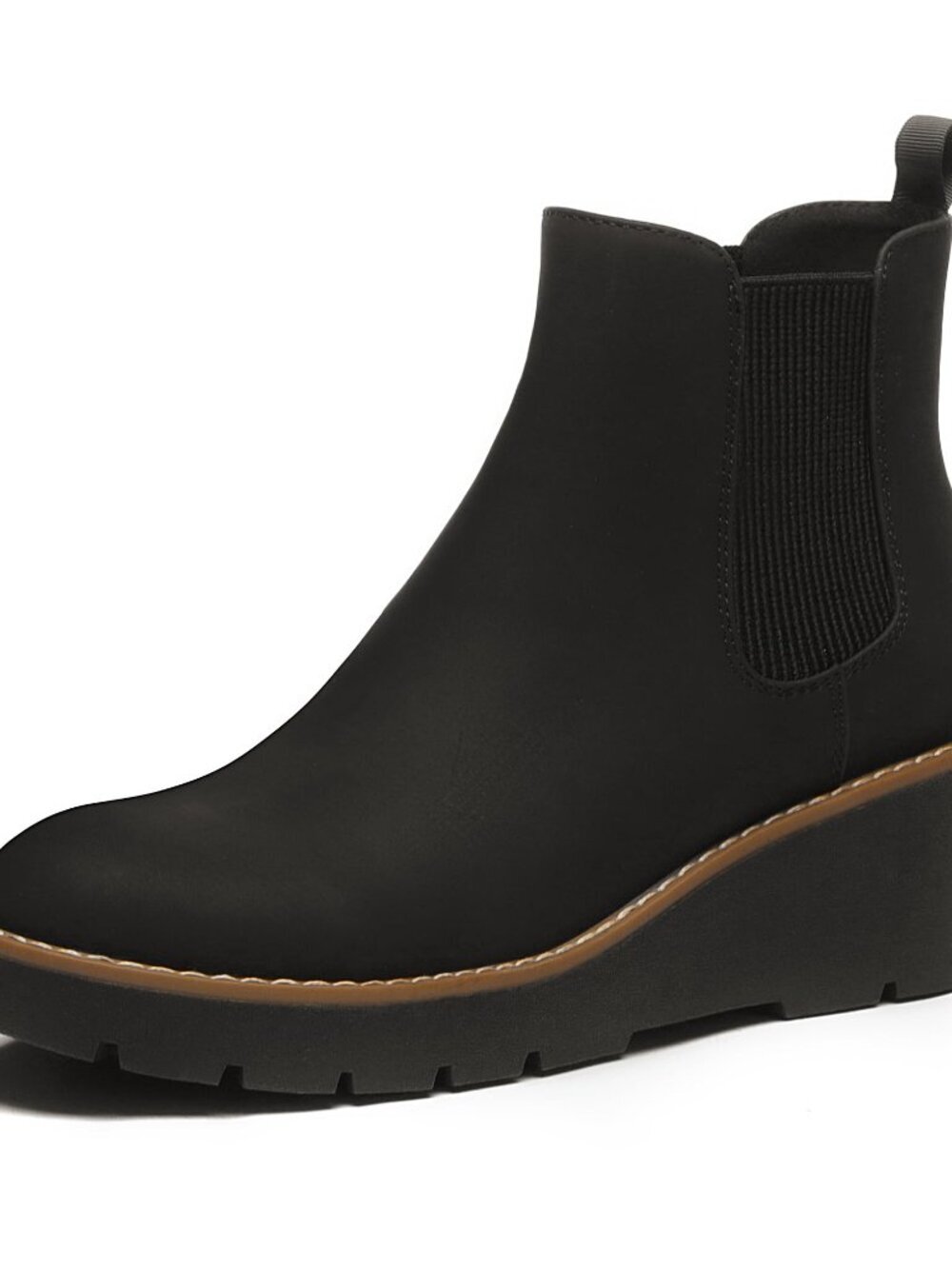 🆕 Women's Chelsea Wedge Boots Elastic Platform Lug Sole Slip on Wedge Ankle - Picture 8 of 8